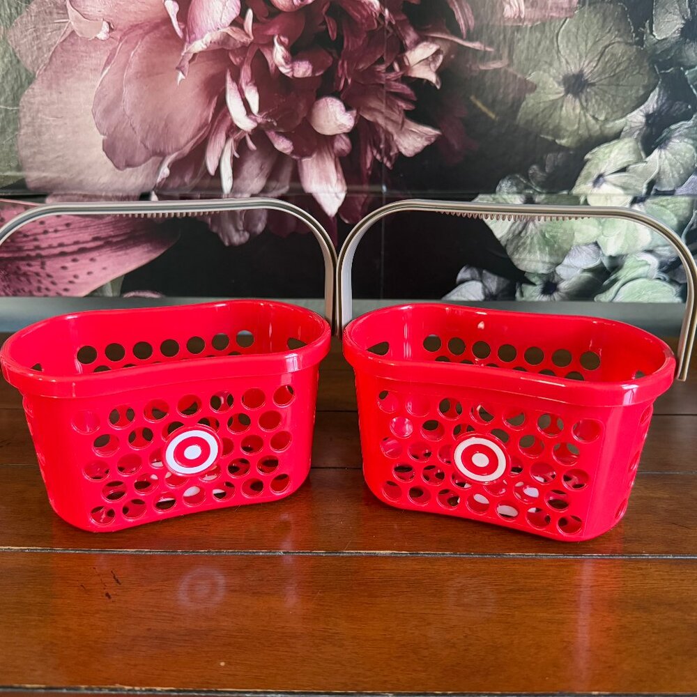 NEW 2-Pc Target Mini Shopping Basket - RED